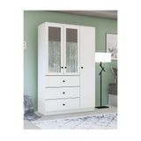 Metalia GM 310 Ece Lüx 3 Kapı 3 Çekmeceli Aynalı Düğme Kulplu Gardırop