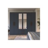 Metalia GM007 Armin 6 Kapaklı 2 Çekmeceli Aynalı Gardrop