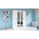 Metalia GM053 4 Kapili Aynali Beyaz Gardirop