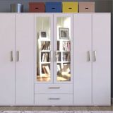 Metalia GM318 Delüx 6 Kapılı 2 Çekmeceli Aynalı Gardolap