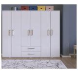 Metalia GM319 Delüx 6 Kapılı 2 Çekmeceli Beyaz Gardolap