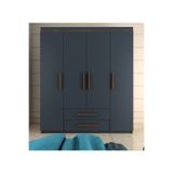 Metalia GM817 Perla Lüx 4 Kapılı 2 Çekmeceli Ceviz Antrasit Gri Gardrop
