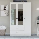 Metalia Home Aynalı Düğme Gardırop, 3 Kapaklı 2 Çekmeceli