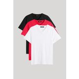 METALIC Erkek Çok Renkli T- Shirt Regular Fit Rahat Kesim V Yaka 3'lü Basic Tişört Paketi