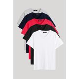 METALIC Erkek Çok Renkli T- Shirt Regular Fit Rahat Kesim V Yaka 5'li Basic Tişört Paketi