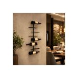 metalico Metal Duvar Şaraplığı | 8 Şişelik Dikey Şarap Rafı | Duvara Monte | Endüstriyel Minimal Tasarım | Mat Siyah | 70x26 cm