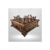 Metalicraft MC02 Metalicraft Premium Metal Satranç Takımı - Doğal Ahşap Çekmeceli Ceviz Tahta - El Yapımı