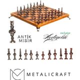 Metalicraft MC40 Antik Mısır Figürlü Metal Satranç Takımı - Lüks Hediyelik Satranç Takımı - 25x25cm