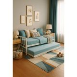 MetaLiga Gleam Yavrulu Metal Kanepe 90X190-90X200 Beyaz – Tekerlekli Alt Yatak 80X190-80X200, Çift Kişilik Kullanım, Yataklar Dahil - 80x200 - 90x200