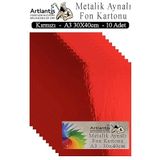 Metalik Aynalı Fon Kartonu 10 Lu A3 30X42 cm 1 Paket Okul Sınıf Dekoratif Pırıltılı Folyo Kağıt Dekoratif Anasınıfı Kreş - Kırmızı