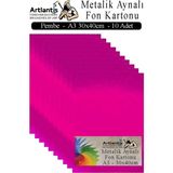 Metalik Aynalı Fon Kartonu 10 Lu A3 30X42 cm 1 Paket Okul Sınıf Dekoratif Pırıltılı Folyo Kağıt Dekoratif Anasınıfı Kreş - Pembe