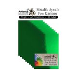 Metalik Aynalı Fon Kartonu 10 Lu A3 30X42 cm 1 Paket Okul Sınıf Dekoratif Pırıltılı Folyo Kağıt Dekoratif Anasınıfı Kreş - Yeşil