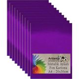 Metalik Aynalı Fon Kartonu 10 Lu A4 20X30 cm 1 Paket Okul Sınıf Dekoratif Pırıltılı Folyo Ka� - Çok Renkli