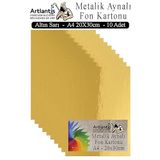 Metalik Aynalı Fon Kartonu 10 Lu A4 20X30 cm 1 Paket Okul Sınıf Dekoratif Pırıltılı Folyo Kağıt Dekoratif Anasınıfı Kreş - Altın Sarı