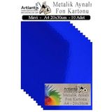 Metalik Aynalı Fon Kartonu 10 Lu A4 20X30 cm 1 Paket Okul Sınıf Dekoratif Pırıltılı Folyo Kağıt Dekoratif Anasınıfı Kreş - Mavi