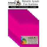 Metalik Aynalı Fon Kartonu 10 Lu A4 20X30 cm 1 Paket Okul Sınıf Dekoratif Pırıltılı Folyo Kağıt Dekoratif Anasınıfı Kreş - Pembe
