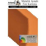 Metalik Aynalı Fon Kartonu 10 Lu A4 20X30 cm 1 Paket Okul Sınıf Dekoratif Pırıltılı Folyo Kağıt Dekoratif Anasınıfı Kreş - Turuncu