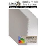 Metalik Aynalı Fon Kartonu 10 lu A5 15x20 cm 1 Paket Okul Sınıf Dekoratif Pırıltılı Folyo Kağıt Dekoratif Anasınıfı Kreş Gümüş Gri