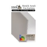 Metalik Aynalı Fon Kartonu 10 Lu A5 15X20 cm 1 Paket Okul Sınıf Dekoratif Pırıltılı Folyo Kağıt Dekoratif Anasınıfı Kreş - Gümüş