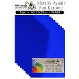 Metalik Aynalı Fon Kartonu 10 Lu A5 15X20 cm 1 Paket Okul Sınıf Dekoratif Pırıltılı Folyo Kağıt Dekoratif Anasınıfı Kreş - Mavi