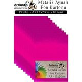 Metalik Aynalı Fon Kartonu 10 Lu A5 15X20 cm 1 Paket Okul Sınıf Dekoratif Pırıltılı Folyo Kağıt Dekoratif Anasınıfı Kreş - Pembe