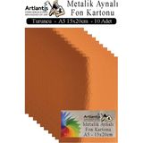 Metalik Aynalı Fon Kartonu 10 Lu A5 15X20 cm 1 Paket Okul Sınıf Dekoratif Pırıltılı Folyo Kağıt Dekoratif Anasınıfı Kreş - Turuncu