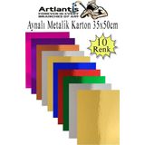 Metalik Aynali Fon Kartonu 10 Renk 35X50 Cm 1 Paket Okul Sinif Dekoratif Piriltili Folyo Kagit