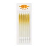 Metalik Beyaz Gold Uzun Pasta Mumu 17 Cm Karışık
