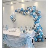 Metalik Beyaz Mavi Gümüş Ve Balon Zinciri 50 adet