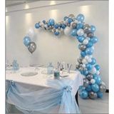 Metalik Beyaz Mavi Gümüş Ve Balon Zinciri 70 adet