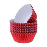 Metalik Folyo Cupcake Kalıbı Muffin Pet Kapsül No:3 (150 Adet) Kırmızı