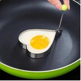 Metalik Kalp Şeklinde Yumurta ve Krep Kalıbı - Katlanır Saplı