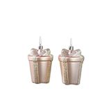 Metalik Pembe Altın Glitter Noel Ağacı Süsü, Hediye Paketi Şeklinde, Dekoratif Yılbaşı Asma Süsleri, 2 Parça Set 10 cm
