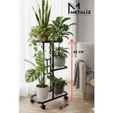 Metaliz Modern Tekerlekli Çiçeklik Saksılık Standı Ferforje Saksılık Tekerli Çok Katlı Dekoratif