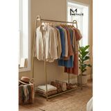 Metaliz Oval Telli Gold Butik Elbise Askılığı Konfeksiyon Ayakkabılıklı Elbise Askılığı – Raflı Askı