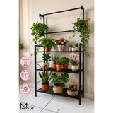 METALİZ YENİLİKÇİ TASARIMLAR Modern Siyah 3 Katlı Metal Çiçeklik Standı Çok Amaçlı Mutfak,Kitaplık Dekoratif Lüks Stand