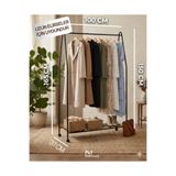 METALİZ YENİLİKÇİ TASARIMLAR Uzun Elbiseler İçin Metal Elbise Askılığı Tekerlekli Portatif Siyah Renk