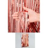 Metalize Arka Fon Perde (Rose Gold)