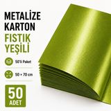 Metalize Fon Kartonu Parlak Karton 50’li Paket Fıstık Yeşili