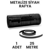 Metalize Parlak Rafya 25 Metre Balon Bağlama Ipi - 000-Siyah