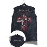 Metallica Artı Members Sırt Baskılı Yıkamalı Kolsuz Tişört, Unisex Rock Band Temalı Sıfır Kol Atlet - Siyah - 4XL