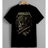 Metallica Back Front Kuru Kafa Unisex Erkek Kadın Oversize Tişört Siyah
