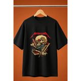 Metallica Baskili Oversize Tisort - Siyah - XL