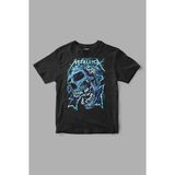 Metallica Blue Skull Baskılı Tişört - Siyah - XL