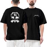 Metallica Cliff Burton Face Ön Arka Baskılı Siyah Oversize Tişört - XL
