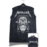 Metallica Death Magnetic Sırt Baskı Yıkamalı Kolsuz Tişört, Unisex Rock Band Temalı Sıfır Kol Atlet - Siyah - 2XL