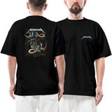 Metallica Kurukafa Yılan Ön Arka Baskılı Siyah Oversize Tişört - XL