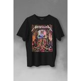 Metallica Music Poster Rock Metal Baskılı Tişört Unisex T-Shirt - Siyah