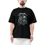 Metallica Vikings Siyah Oversize Tişört - Beyaz