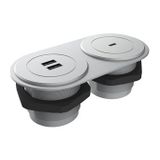 Metalline Circular-Line Gümüş Modüler USB Type C Hızlı Şarj Kutusu